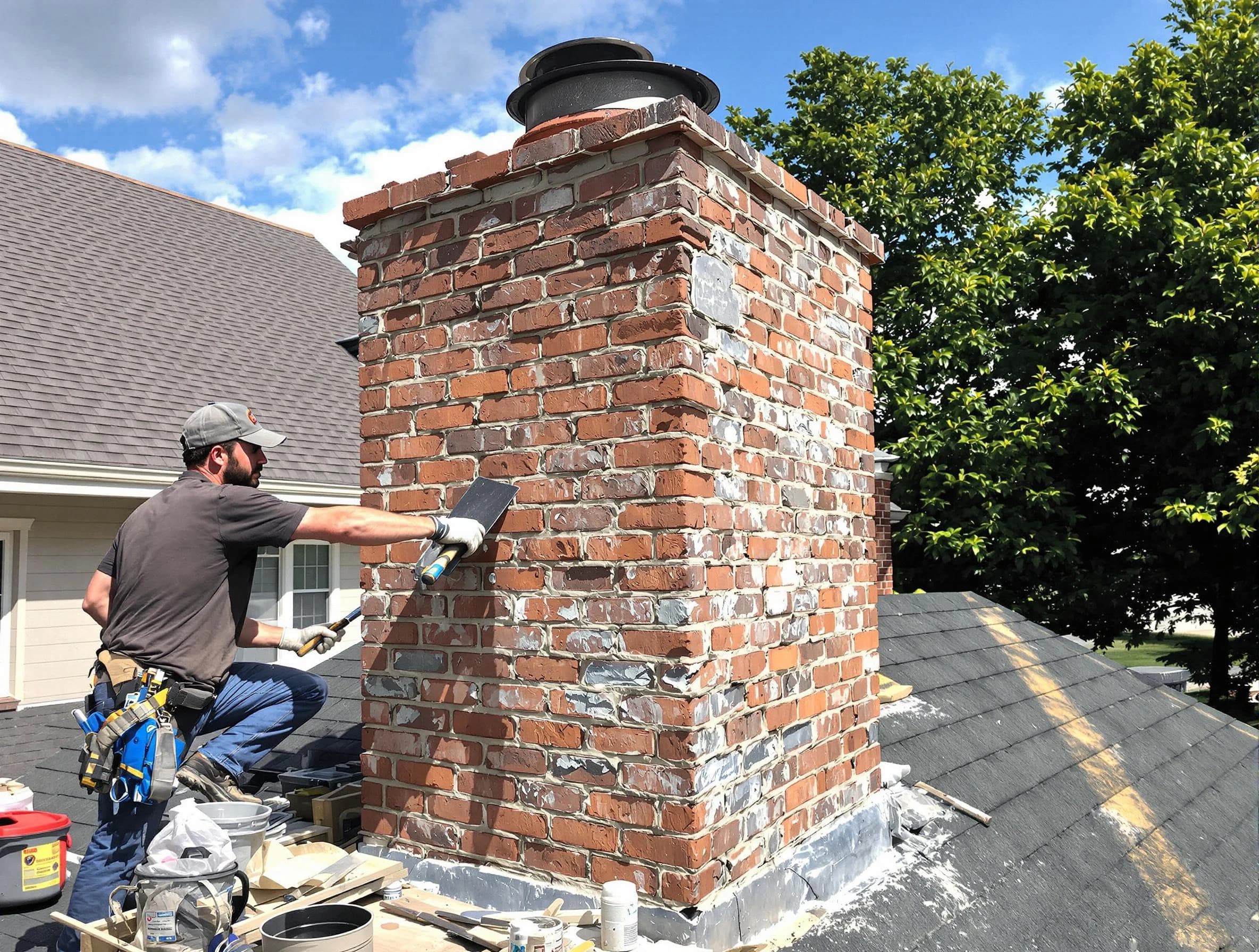 Completed chimney rebuild by Union City Chimney Sweep in Union City, NJ