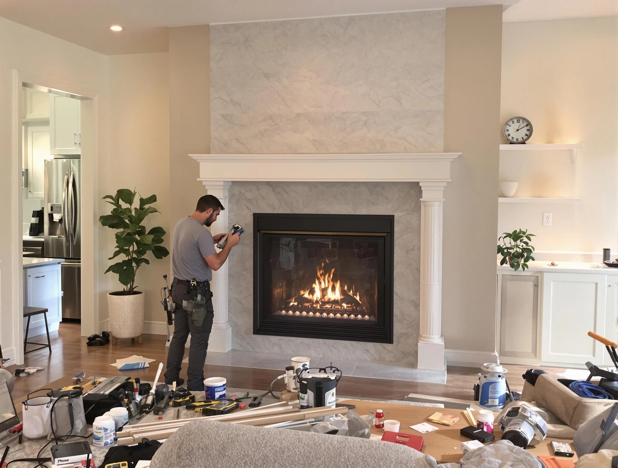 Newly installed fireplace by Union City Chimney Sweep in Union City, NJ
