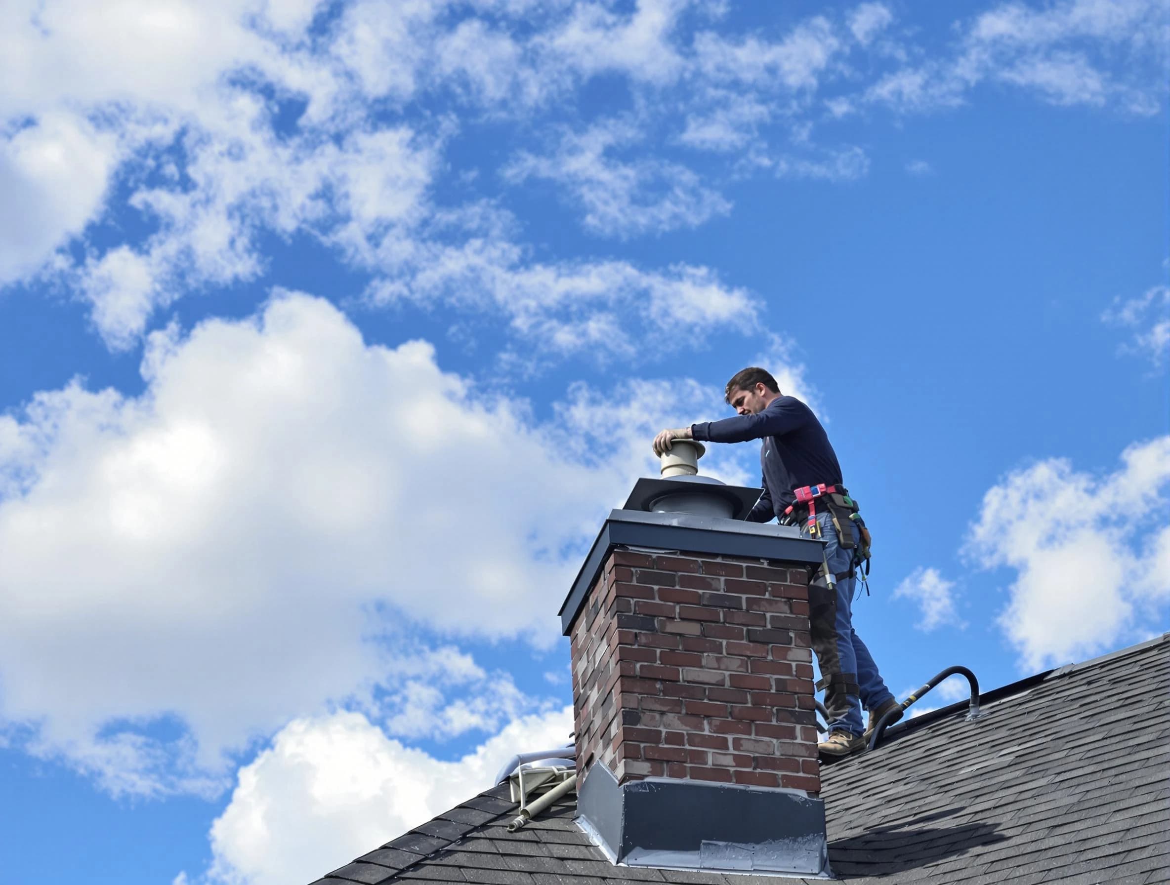 Union City Chimney Sweep installing a sturdy chimney cap in Union City, NJ
