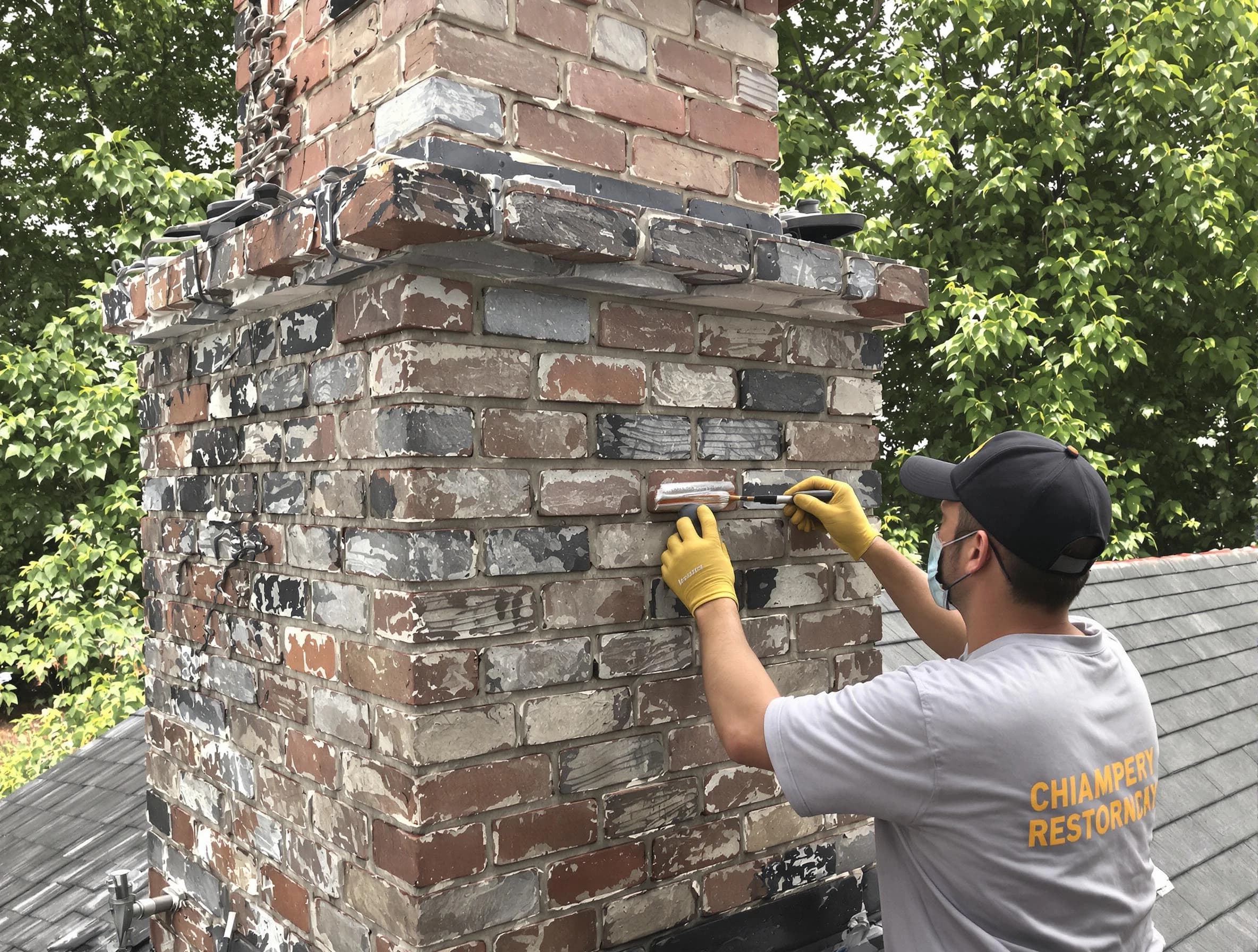 In-progress chimney restoration by Union City Chimney Sweep in Union City, NJ