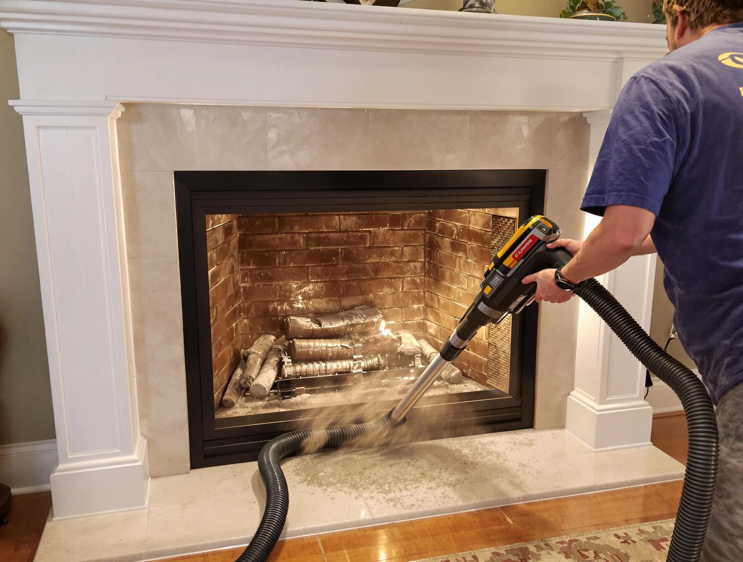 Fireplace cleaning performed by Union City Chimney Sweep in Union City, NJ