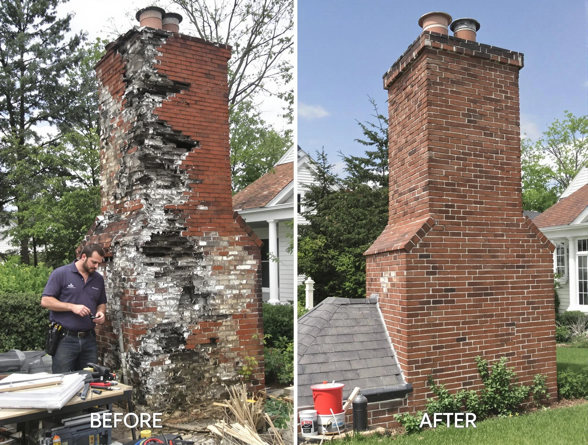 Union City Chimney Sweep performing a full chimney restoration in Union City, NJ