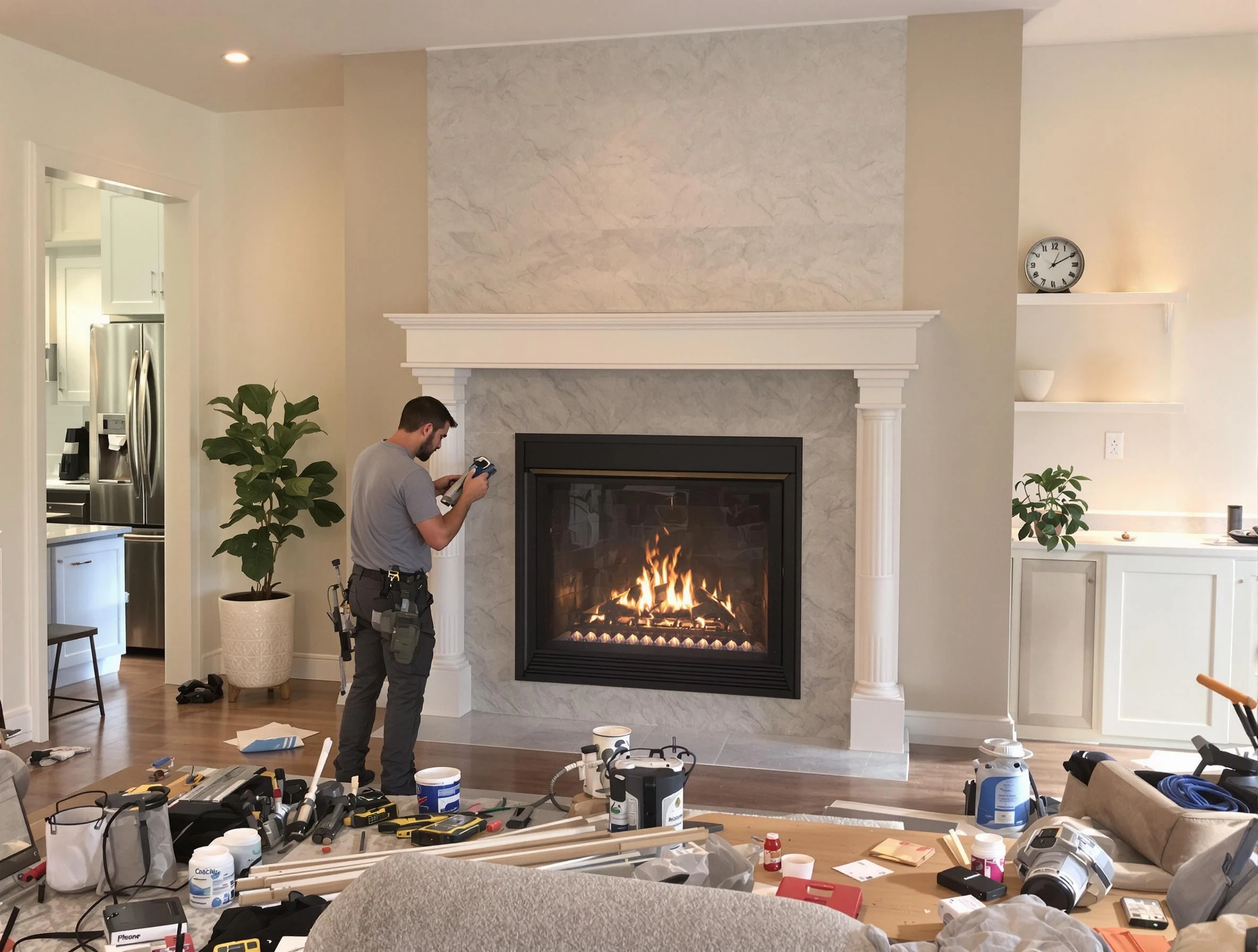 Newly installed fireplace by Union City Chimney Sweep in Union City, NJ